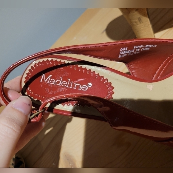 Patent Leather red heels with cork platform size 6 - Picture 9 of 16